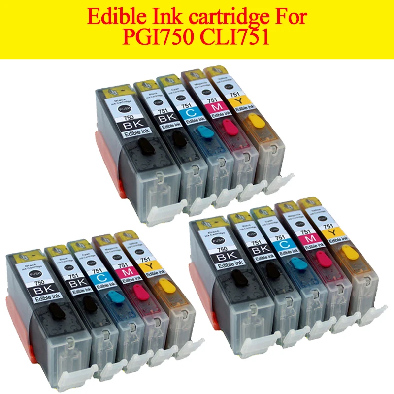 15 шт. PGI 750 CLI 751 фотография для canon Pixma MG5470 MG5570 MG6470 MG6770 MX927 MX727 IP7280 MG5480 IX6870 принтер|edible