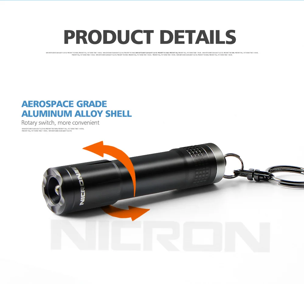 NICRON Микро Мини Вспышка светильник на открытом воздухе 20LM от 24 мес. до 1 АА Батарея 10 часов ключевая цепь светильник Водонепроницаемый IPX4 для дома светодиодный фонарь N1