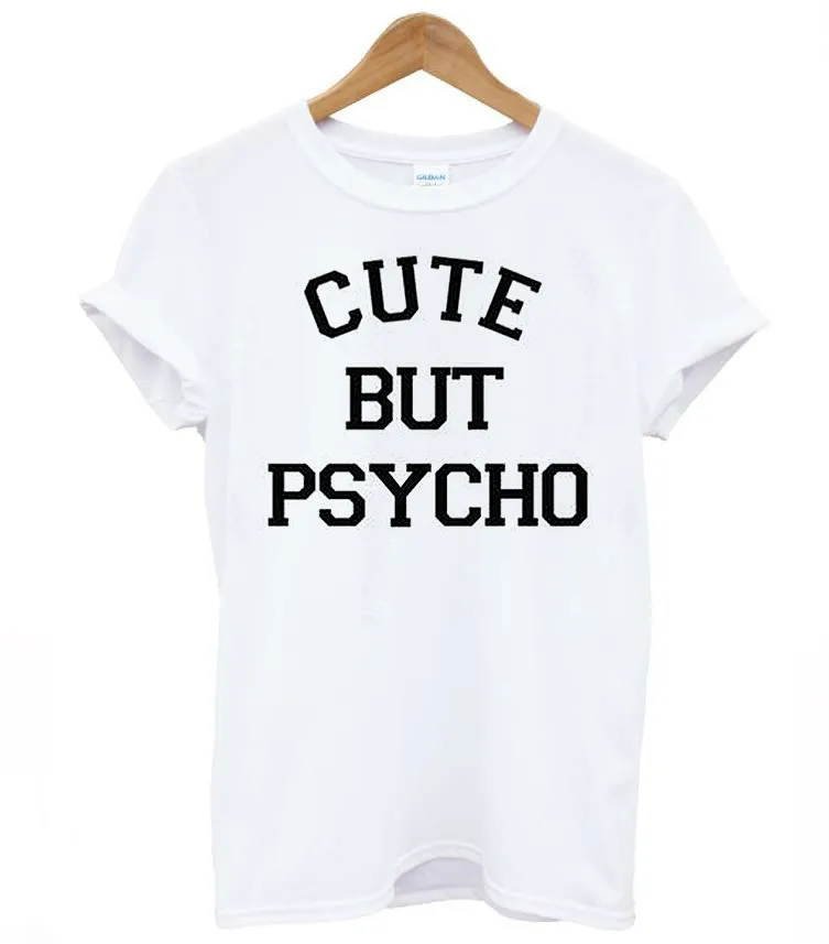 Женская футболка s Cute but Psycho женские летние черные рубашки с коротким рукавом