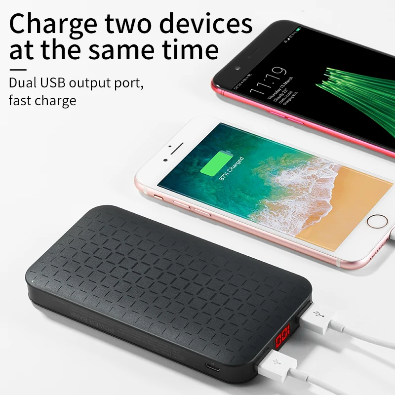 HOCO 10000 mAh Dual USB power Bank для iPhone samsung bank с светодиодный дисплеем мобильных телефонов