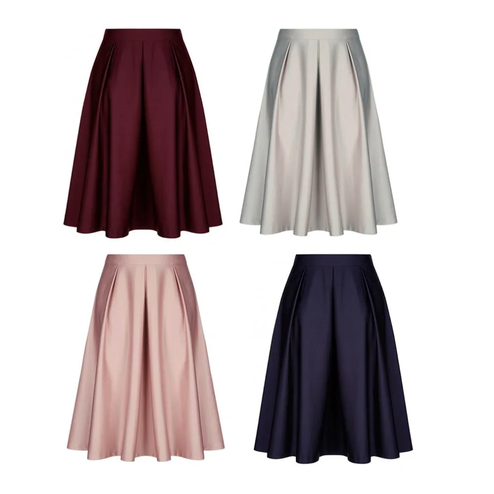 

High wait plain skirts women solid color Large Hem slim Pleated skirts Elegant office ladies workwear zipper skirt All-match hot