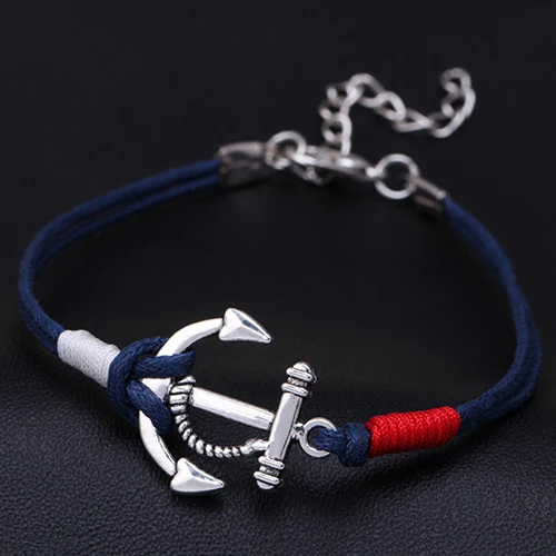Women's Fashion Summer Jewelry Silver Anchor Multilayer Rope Braided Bracelet | Украшения и аксессуары