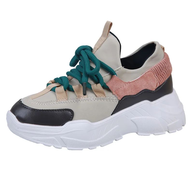 Beige B BomKinta/мужские кроссовки; обувь для папы на массивной танкетке; популярная пара в стиле Харадзюку; сетчатые кроссовки унисекс из флока на шнуровке; брендовая мужская обувь - Цвет: Beige B