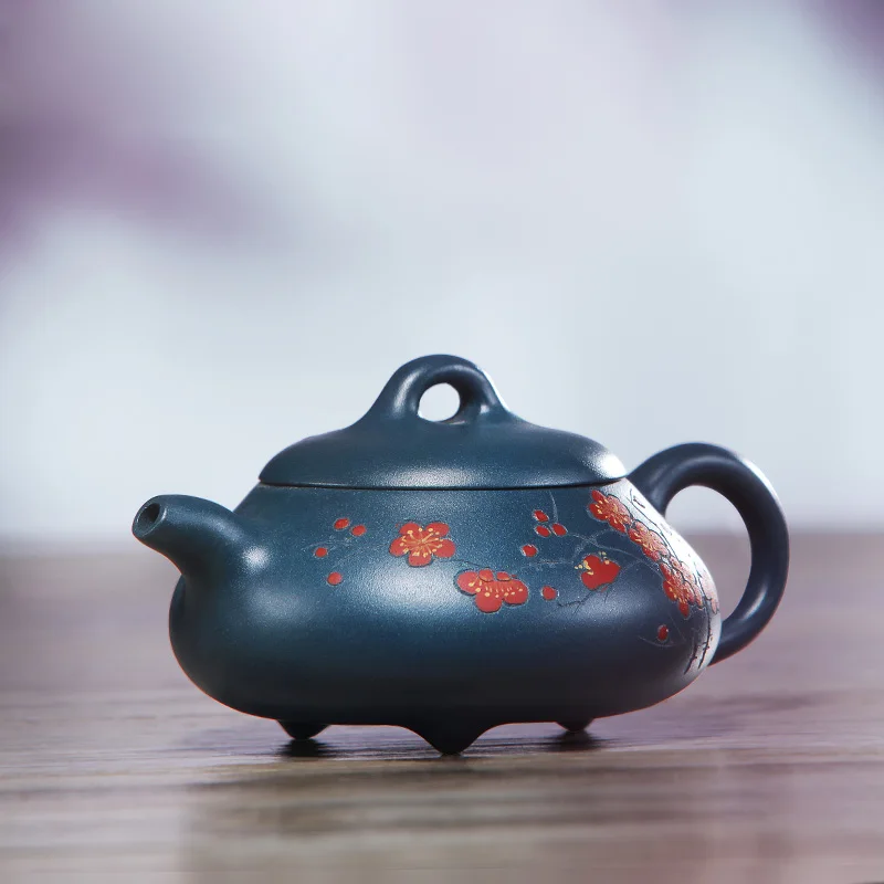 170cc фиолетовая глина yixing чайник 7 отверстий с рисунком цветка сливы Тянь Цин грязь каменный совок горшок Zisha чайная церемония зеленые чайники