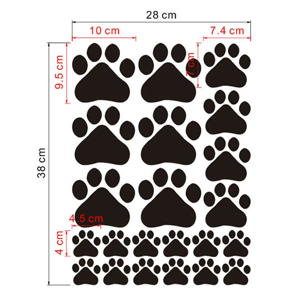 

22Pcs/set Removable Lovely Cat Dog Paw Wall Vinyl Decal Stickers Ideal for Home Cars Fridges Stickers