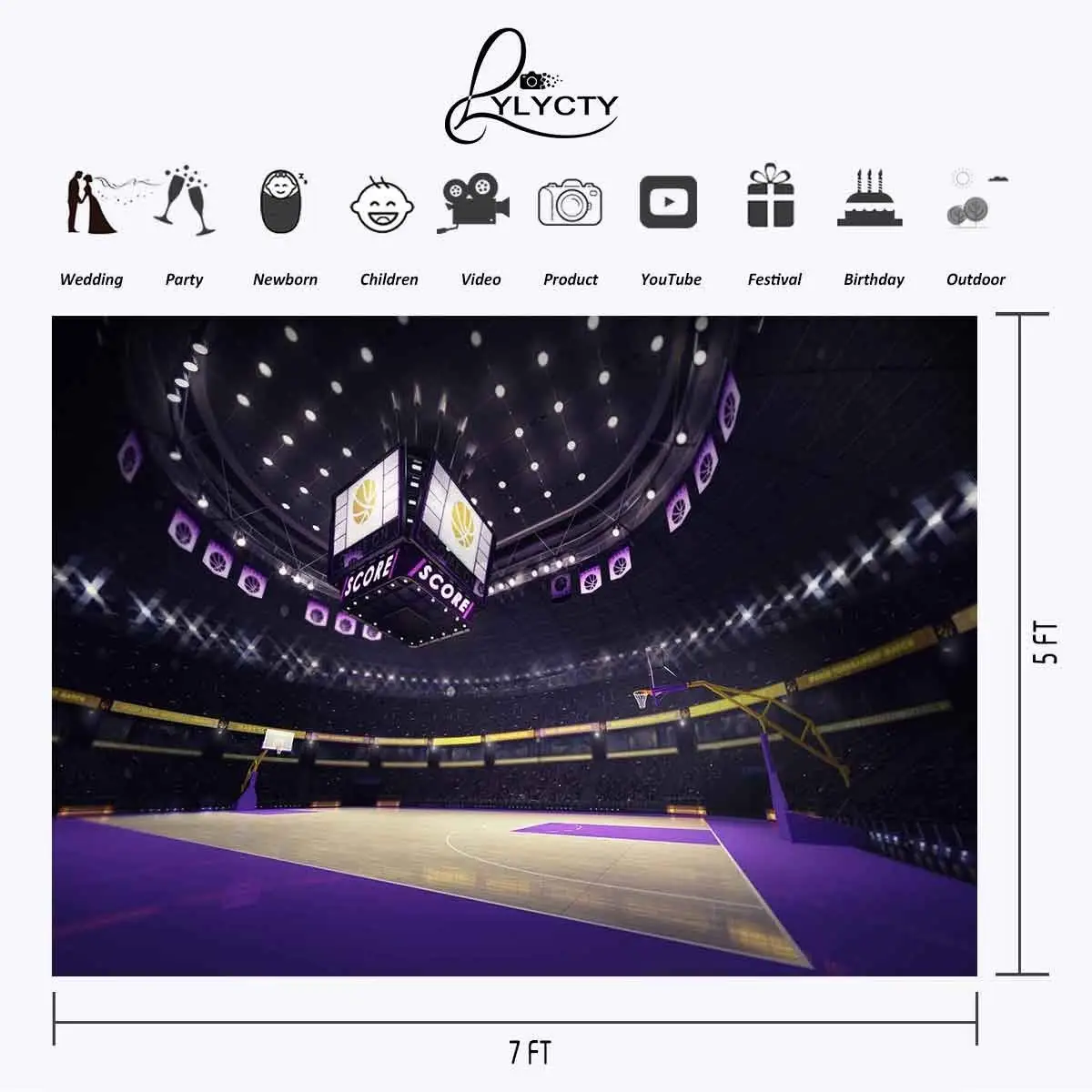 7x5ft баскетбольная площадка фон фиолетовый крутой роскошный для фотосъемки и