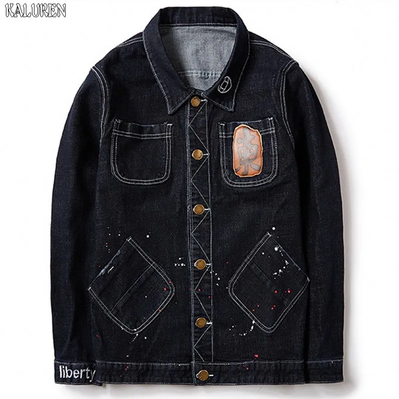 

Top 2017 spring men's plus size male loose denim jacket M- 8xl Turn-down Collar Single Breasted coat big size Chinese style