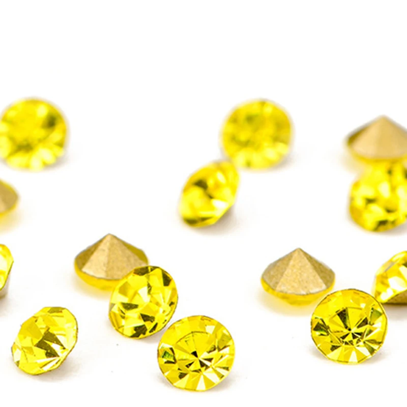 Клей на Rivoli кристаллы стекло Pointback Стразы цитрин для дизайна ногтей свадебного