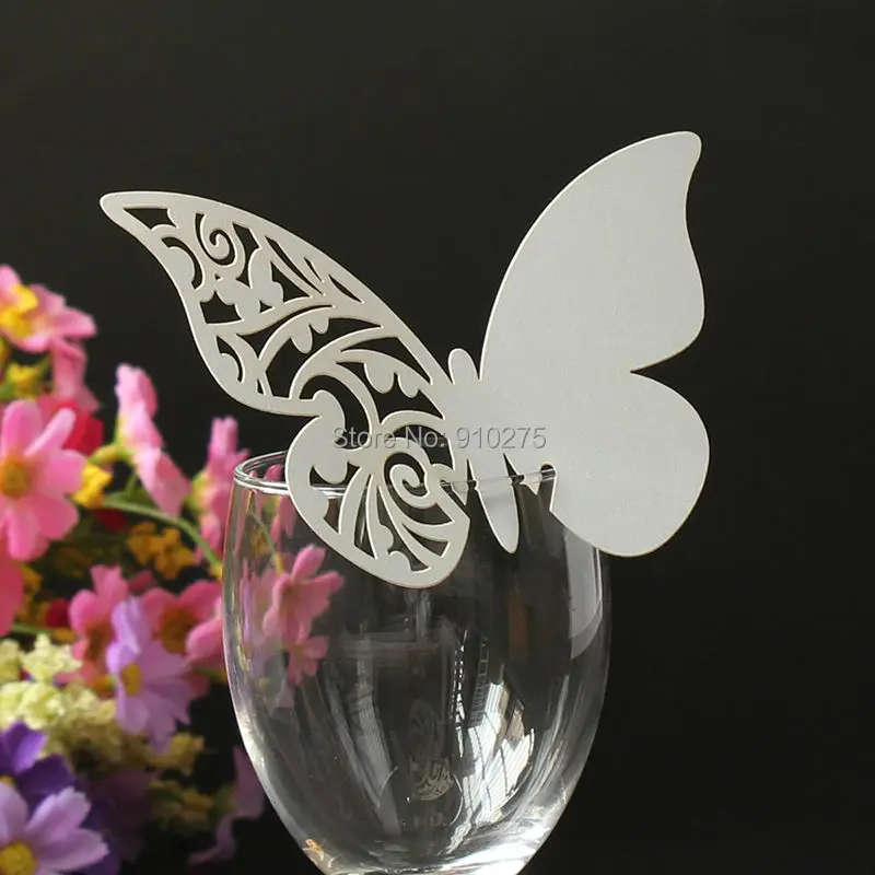 100 шт. лазерная резка Простая Бабочка Виноградная лоза вино стекло место