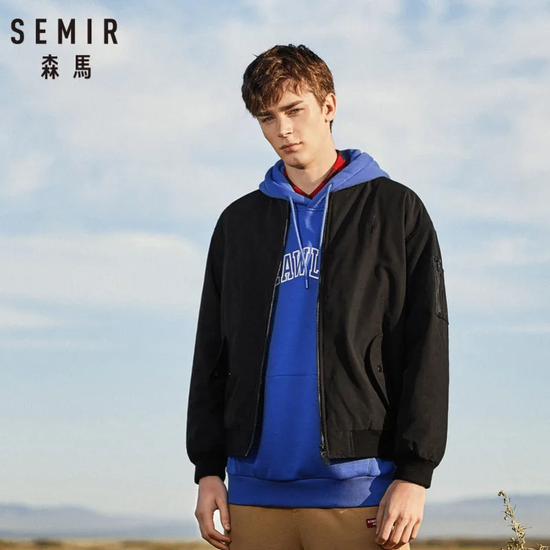 SEMIR мужская бейсбольная куртка на молнии куртка-бомбер с флисовой подкладкой