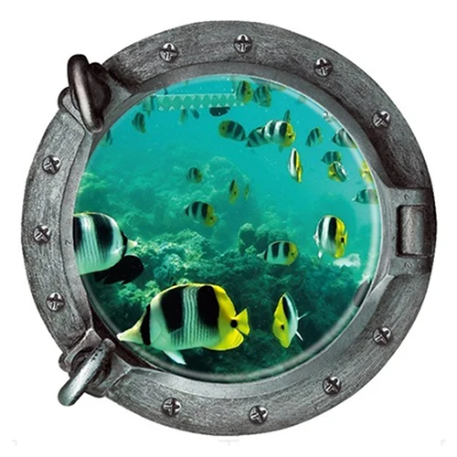 3D подводная лодка искусство морские рыбы комнаты настенный Декор Съемный DIY