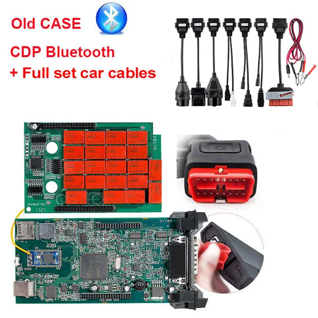 with old case BT CDP TCS CDP pro полный набор автомобилей кабели для грузовиков автомобильный диагностический инструмент OBD2 Интерфейс автомобильные провода для инструмент CDP TCS pro плюс multidiag pro - Цвет: with old case BT