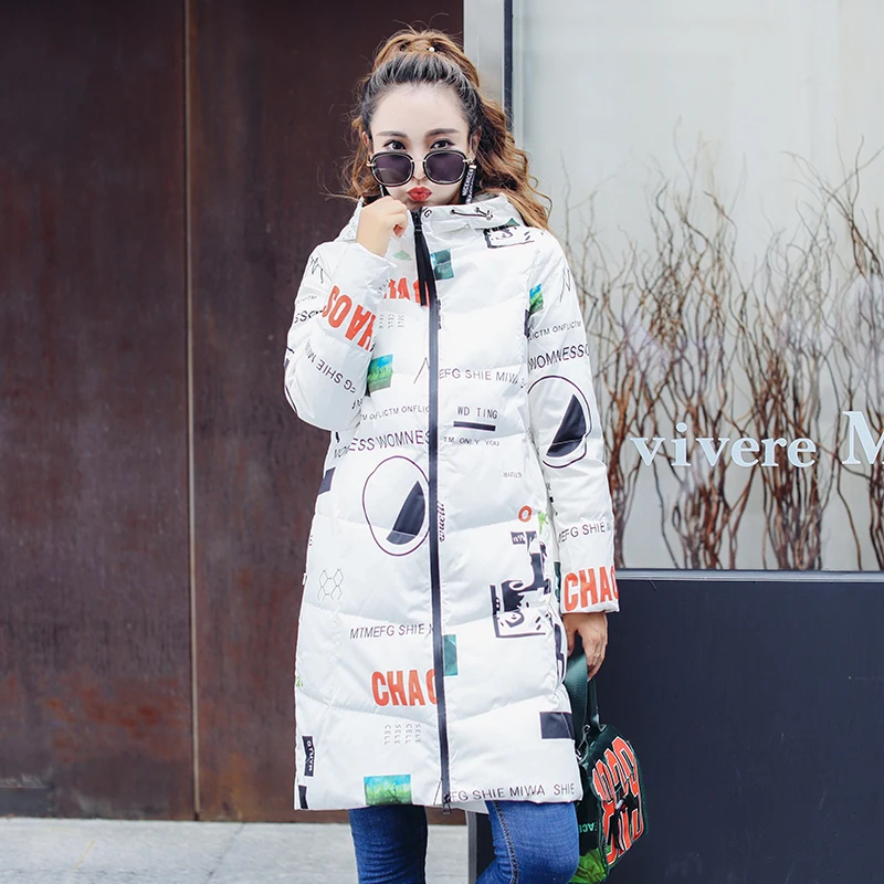 Новинка 2017 года модный принт с надписью женские зимние Куртки и пиджаки