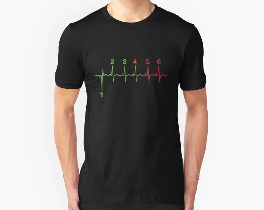 

New Motorcycle Heartbeat Gear Shift Rpm Ekg New 100% Cotton T-Shirts Men Clothing Size Best T Shirts