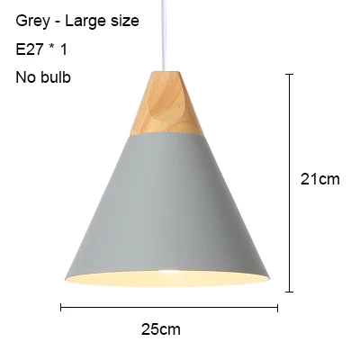 Grey 250mm no bulb Светодиодный подвесной светильник s современный подвесной светильник для столовой деревянный скандинавский светильник красочный подвесной светильник для ресторана кофе спальни E27 светодиодный светильник - Цвет корпуса: Grey 250mm no bulb