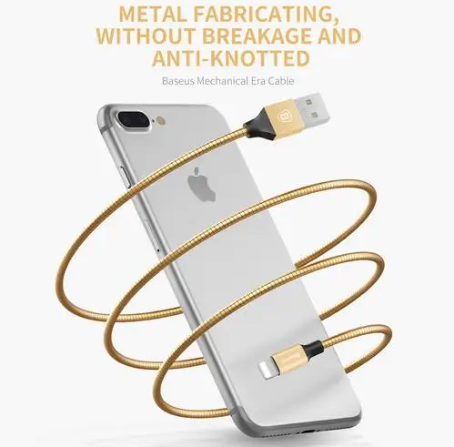 3d full metal usb кабель для iphone baseus lightning данных заряжателя sync 7 6 se 5S ipad air mini | Мобильные