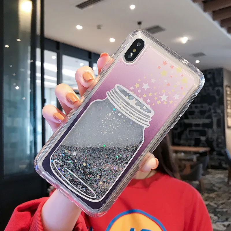 Iboily Желая бутылки чехол для iPhone X XR XS Макс жидкость зыбучие пески 6 S 7 8 плюс Bling