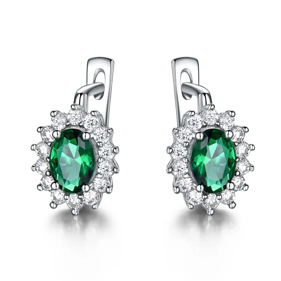 emerald UMCHO Твердые 925 пробы серебряные драгоценные камни клипсы для женщин синий Сапфир ювелирные украшения свадьба обручение подарок на день Святого Валентина - Цвет камня: emerald