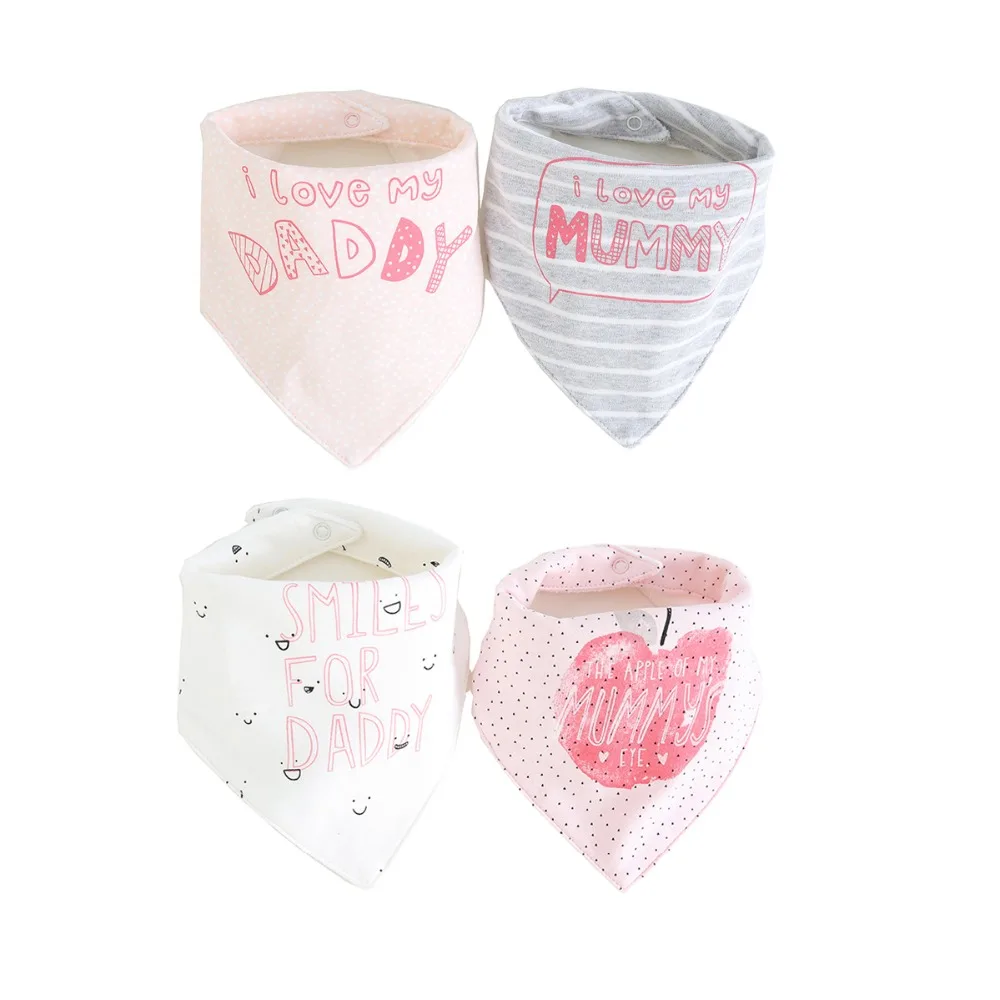 

4pcs/lot Baby Bibs Newborn Cotton 3 layer Waterproof Saliva Towel Drooling bandana Scarf 0-24 Month baby feeding Accessories