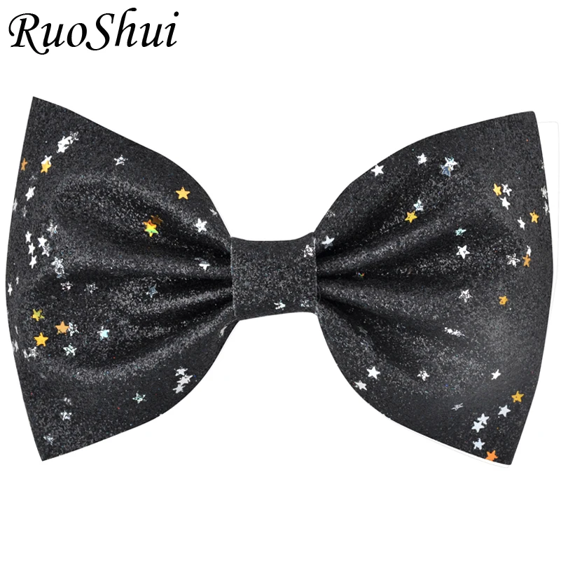 4.5 inches Glitter Leather Hair Bows for Girls Star shining Grip Sequin Hairpins Baby Child Barrettes Accessories | Аксессуары для