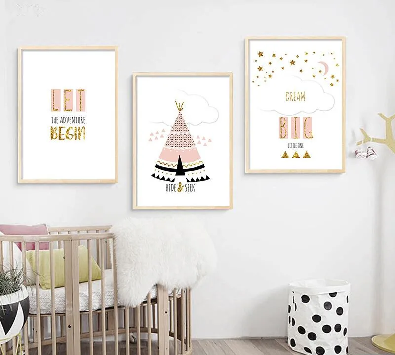 Скандинавский стиль Холст Живопись милый мультфильм лиса медведь космическая