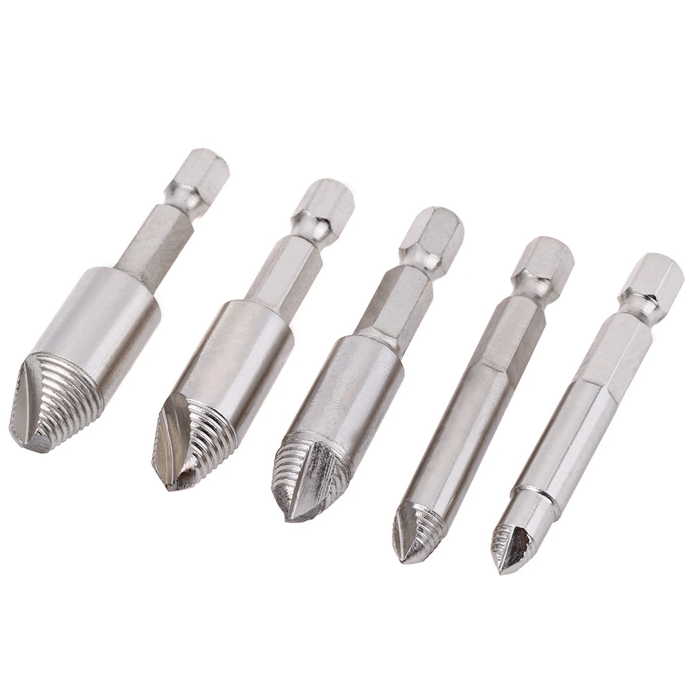 5pcs Nickle Plating HSS4241 Wood Screw Extractor Remover Whorl Type Drilling Tools Set | Инструменты