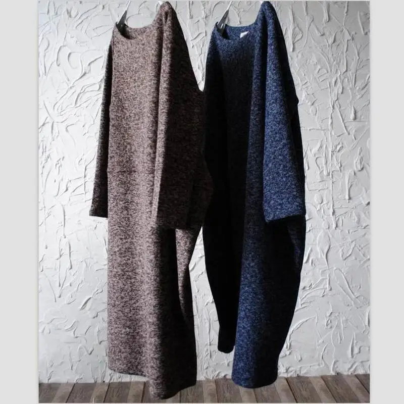 Весна-Зима 2020 теплые шерстяные платья для женщин Повседневное платье с длинным