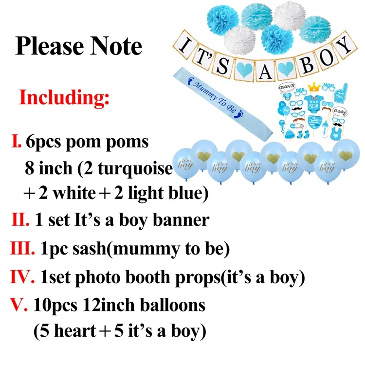 QIFU Baby Shower вечерние украшения его мальчик девочка ткани Бумага Pom Poms Синий Розовый 1st День рождения воздушные шары Детские День рождения - Цвет: 1st Birthday Blue