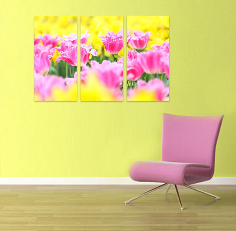 3 шт. картина с розовым цветком сад пейзаж холст настенное искусство HD фотография