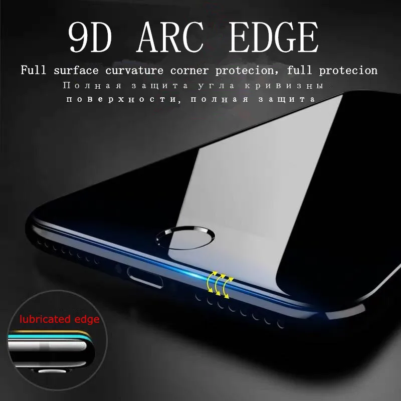 9D Curved Edge Protective Glass on the For iPhone XS MAX XR X Tempered Screen Protector 8 7 6 6s Plus Film | Мобильные телефоны и