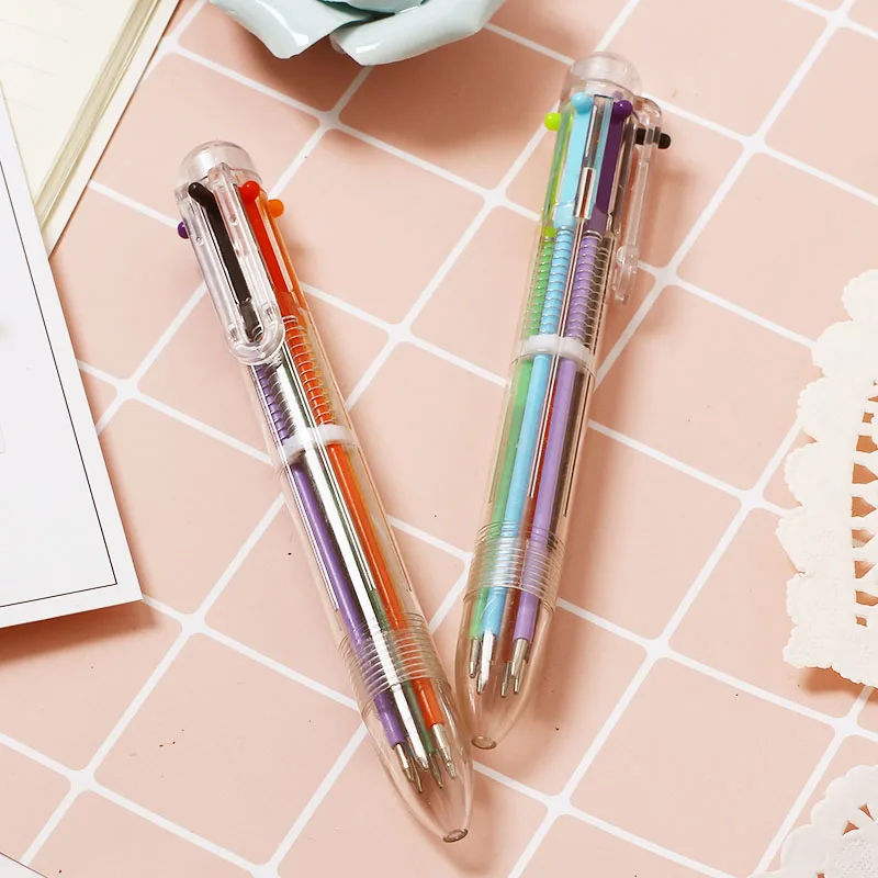 Цветные ручки 3 шт./лот 6 в 1 новинка многоцветная шариковая ручка