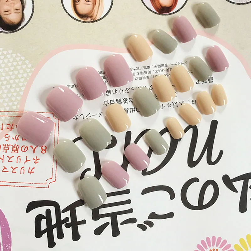 Поддельные ногти 24 шт Съемные Ложные наклейки для ногтей полное покрытие