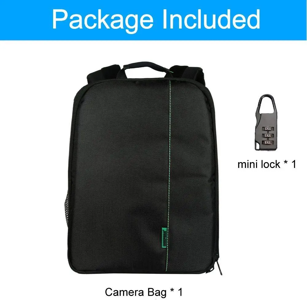 Camera bag Waterproof Digital DSLR Photo Video Bag Case Padded Backpack + Mini Lock for Nikon Canon Flash Light | Электроника