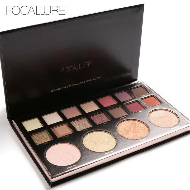 FOCALLURE 18 Colors Eyeshadow Palette Matte Diamond Glitter Matallic Eye Shadow Pigment Earth Color Smokey Makeup B3 |