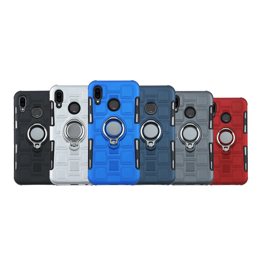 Cover For Huawei P Smart Plus 2019 Silicone Shockproof Phone Case Armor Back Ring Stand Hard |