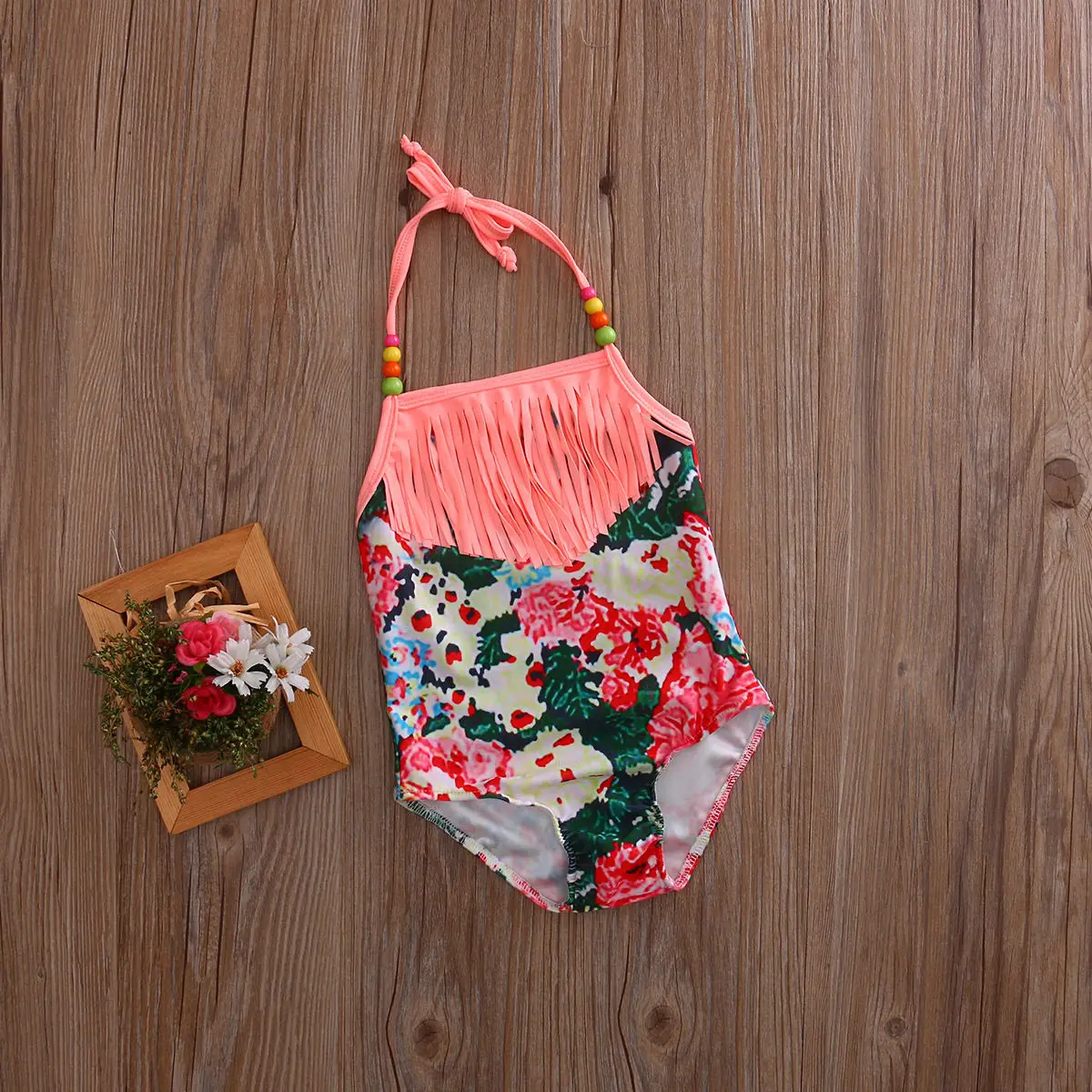 Купальник для маленьких девочек новинка 2017 монокини с цветочным принтом и