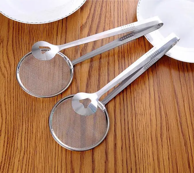 Stainless steel kitchen gadget fried food spoon fishing oil strainer filter net drain clip | Дом и сад