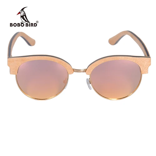 pink BOBO BIRD деревянные Солнцезащитные очки женские Поляризованные Ретро солнцезащитные очки UV400 летние очки с гравировкой логотипа OEM дропшиппинг - Цвет линз: pink