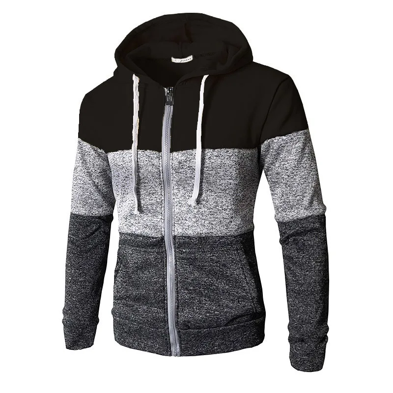 Fashion Men Hoodie Jacket Coat Brand Stitching Color Hip Hop Hoodies Casual Pullover Mens With Zipper Dropshipping | Мужская одежда