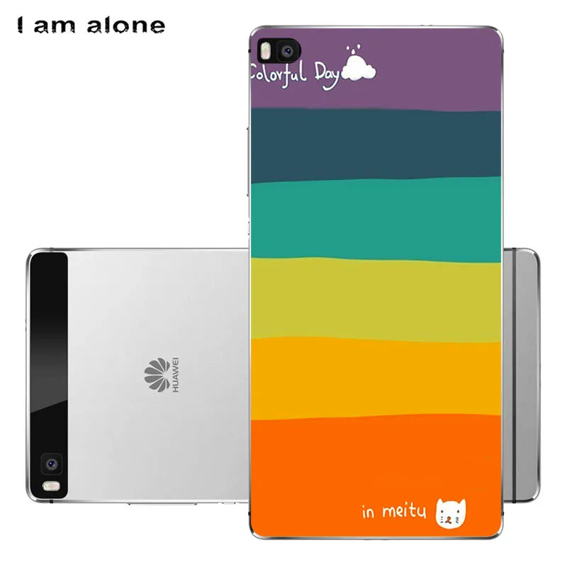I am alone Phone Bags For Huawei Ascend P8 2015 5.2 inch Soft TPU Mobile Fashion Printed Lite Free Shipping |