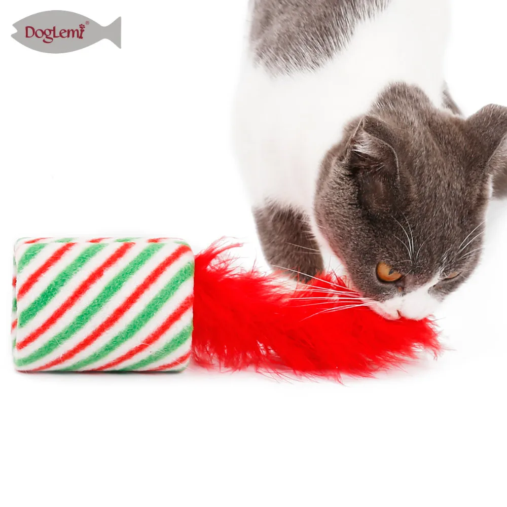 Christmas Cat Tube Toys Nature Feather with Bell Kitten Toy | Дом и сад