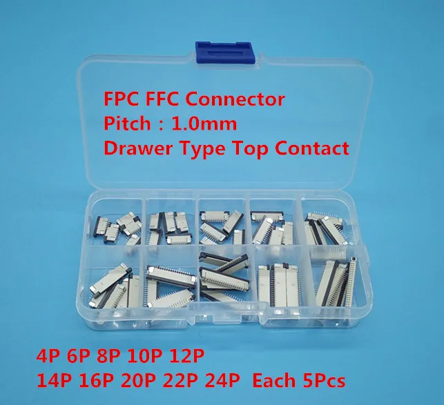 50 шт. FFC FPC коннектор 1 0 мм 4/6/8/10/12/14/16/22/24 Pin Top Contact плоский кабель наборы разъемов|set