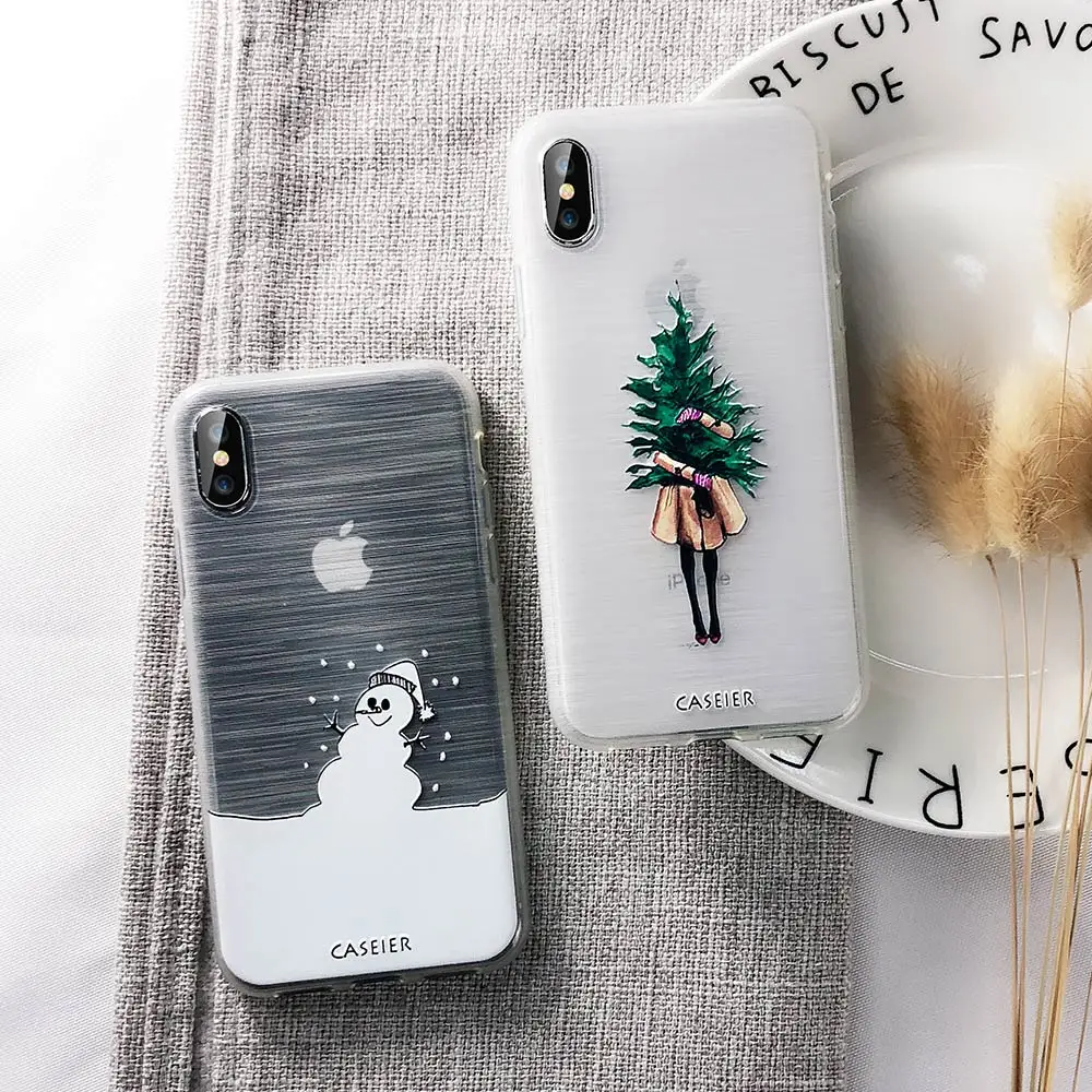 Мягкий чехол CASEIER для iPhone 8 оригинальные фирменные рождественские чехлы