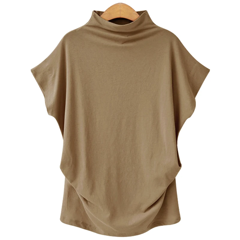 Camel Color Женская футболка, водолазка, футболка размера плюс, Женская хлопковая Корейская футболка, женская футболка - Цвет: Camel Color