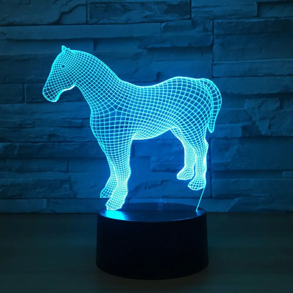 

Horse 3d Night Light Colorful Touch Touch Creative Gift 3d Light Fixtures Birthday Gift for Baby Room Lights 7 Colors Drop Ship