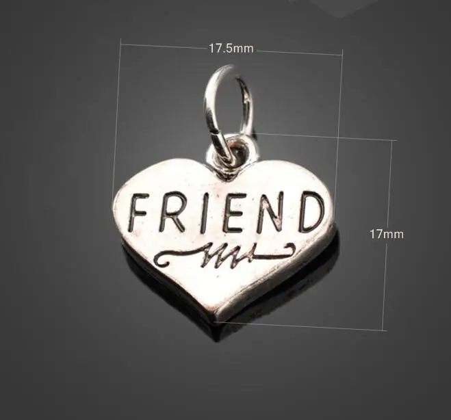 Винтажные серебряные подвески в виде сердца для браслета ювелирных изделий