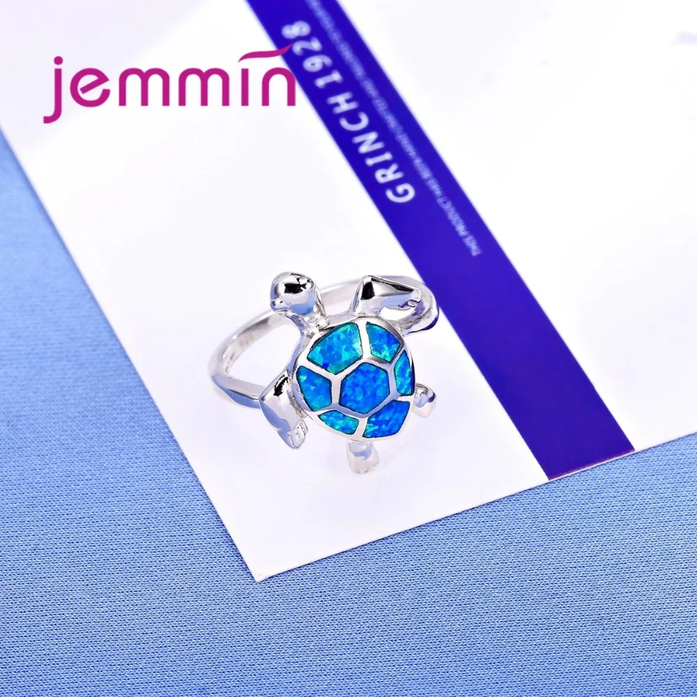 С изображениями черепахи Форма с голубым опалом камень вечерние кольца для