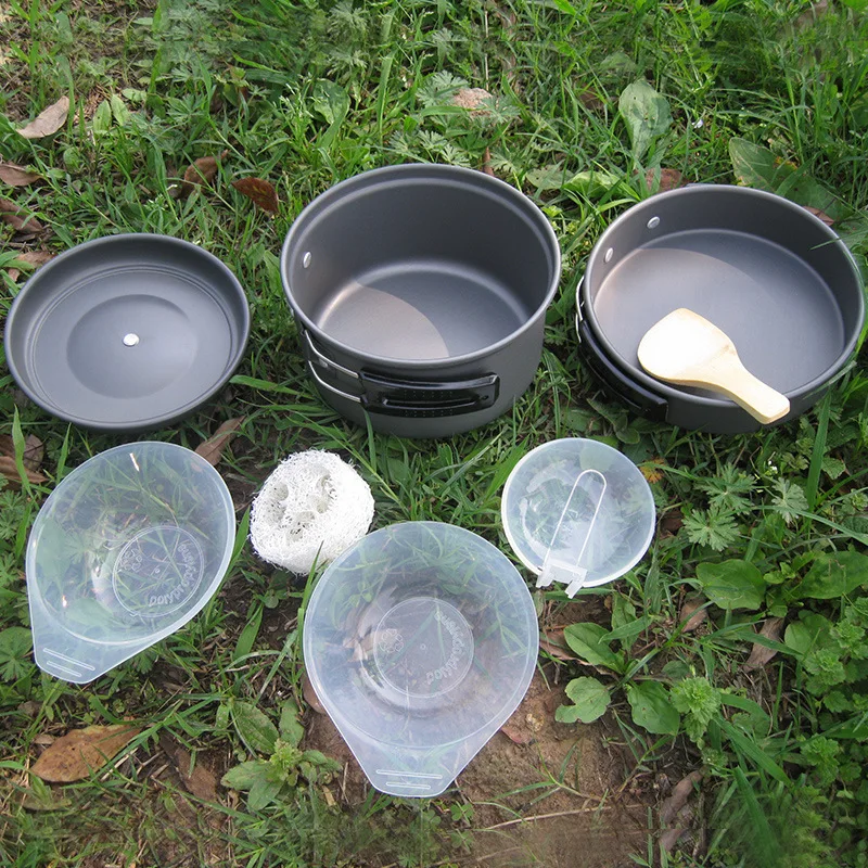 

Camping Tableware 1-2 Person Camping Cookware Travel Tableware Picnic Set hiking cooking Utensils