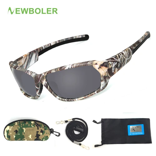 NEWBOLER, камуфляжные поляризационные очки для рыбалки, для мужчин и женщин, для велоспорта, пешего туризма, вождения, солнцезащитные очки для спорта на открытом воздухе, De Sol Camo - Цвет: Gray