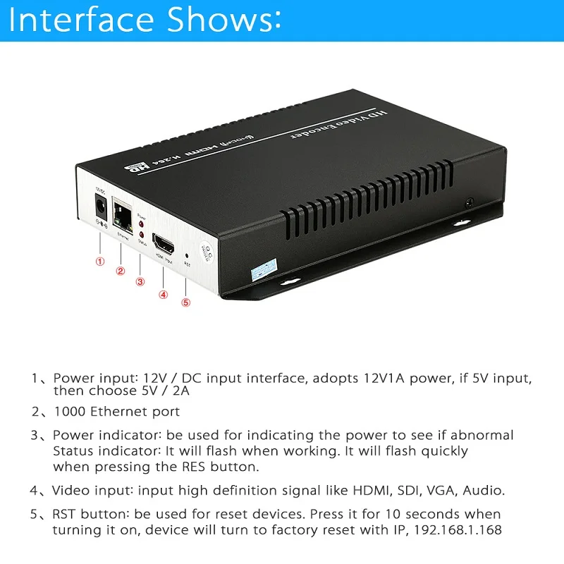 Кодировщик H.264 IPTV кодировщик HDMI видео трансляция в прямом эфире работает с кодами